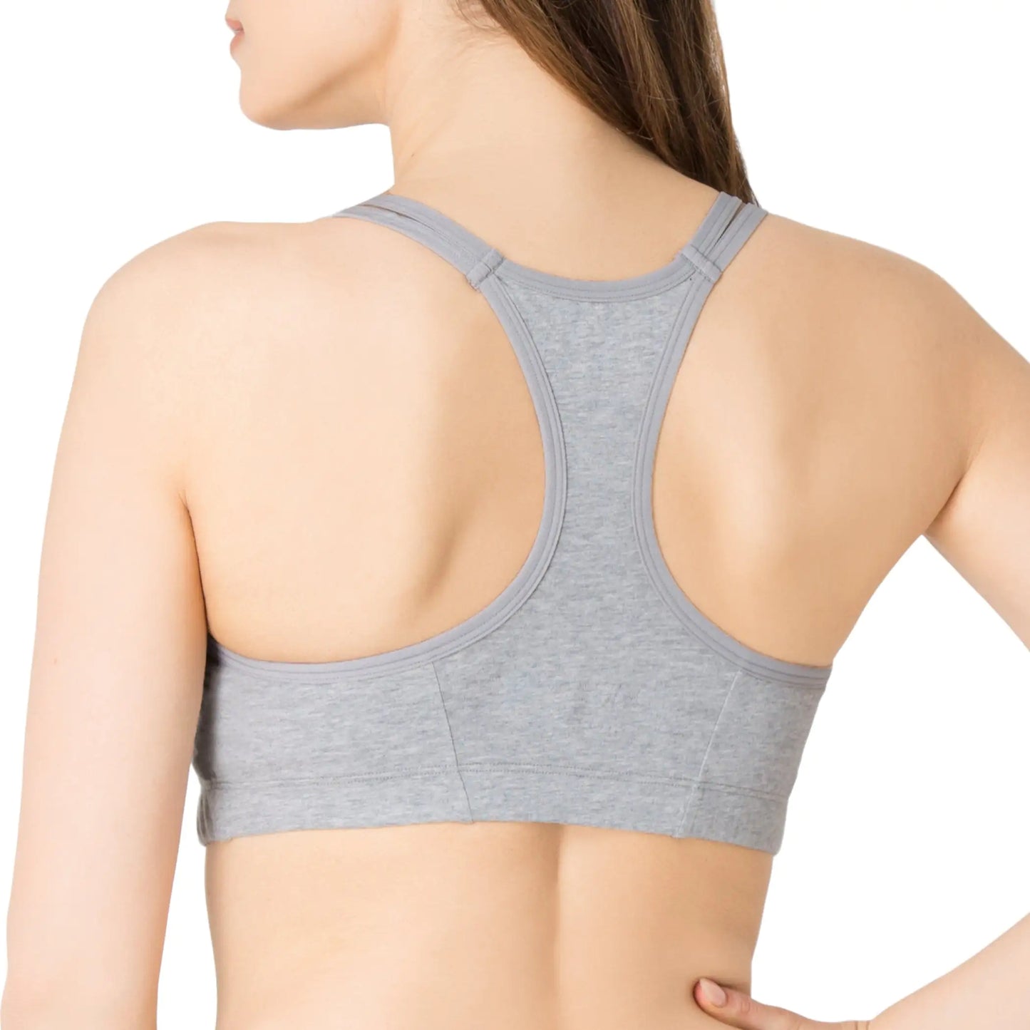 Fruit of the Loom womens Spaghetti Strap Cotton Pull Over 3 Pack Sports Bra 40 Navy Heather/White/Grey Heather