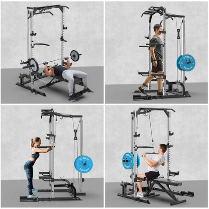 Adjustable Weight Bench Folding Fitness Barbell Rack for Full Body Workout Incline & Decline Capability Home Gym Strength