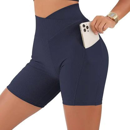 Sports Shorts Women High Waist Workout Seamless Fitness Yoga Shorts