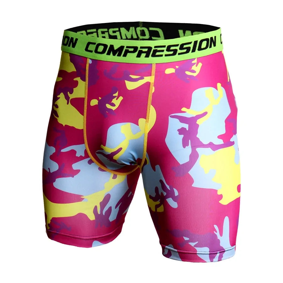 Men's Compression Camo Athletic Tights Shorts: 3D Print Skinny Bottoms