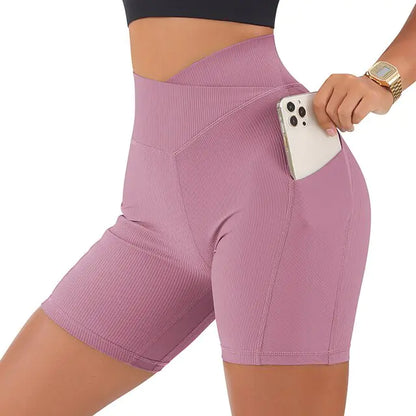 Sports Shorts Women High Waist Workout Seamless Fitness Yoga Shorts