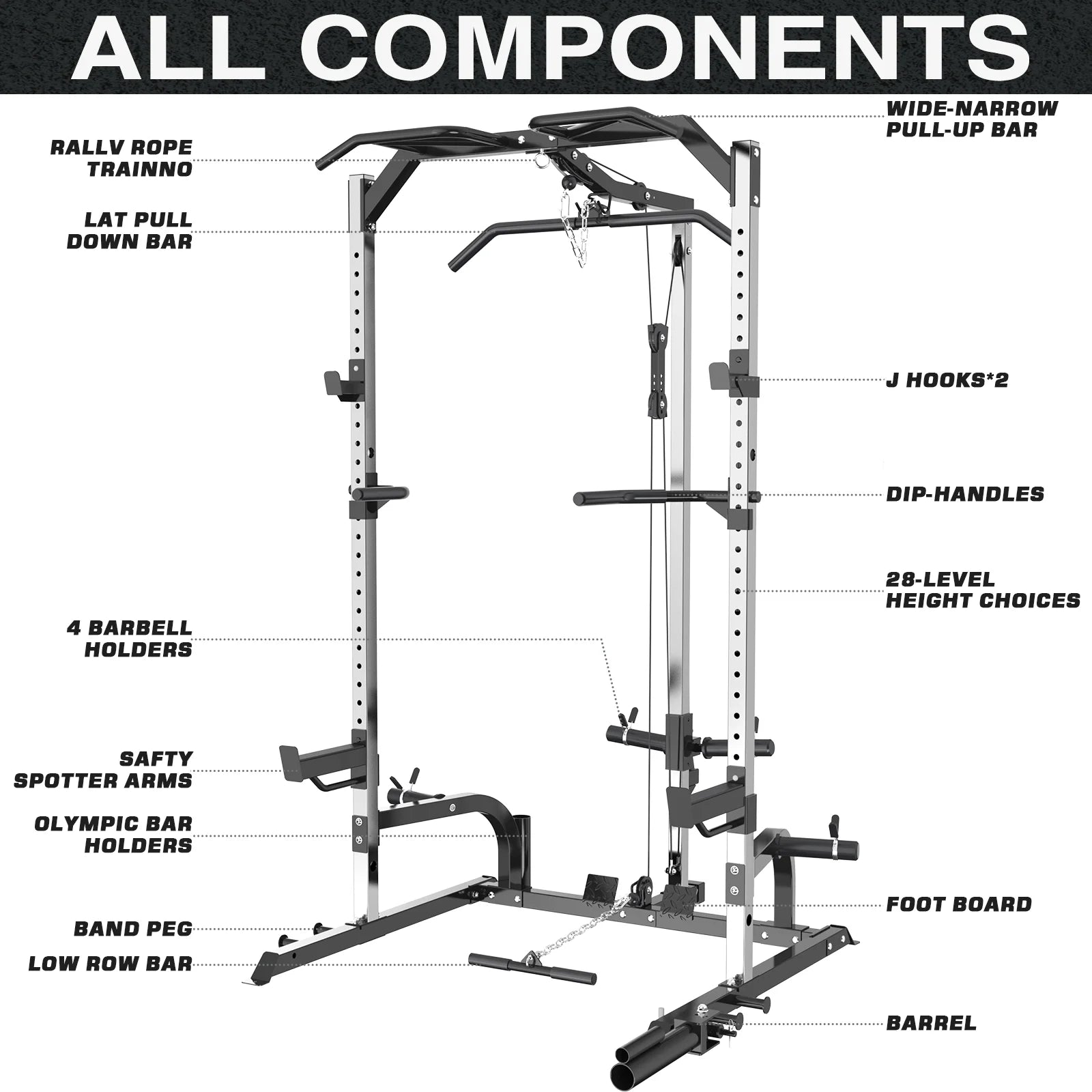 Adjustable Weight Bench Folding Fitness Barbell Rack for Full Body Workout Incline & Decline Capability Home Gym Strength