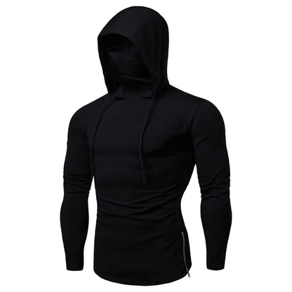 Men's Sports Running Fitness Hoodie with Mask: Casual Comfort with Style